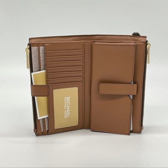 Michael Kors Large Double Zip Wallet Wristlet Brown - Picture 6 of 9